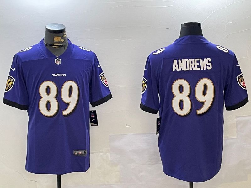 Men Baltimore Ravens #89 Andrews Purple Second generation 2024 Nike Limited NFL Jersey style 1->baltimore ravens->NFL Jersey